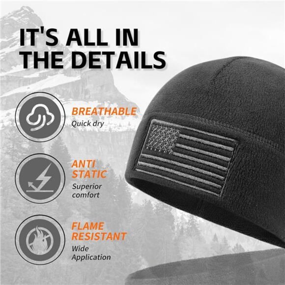 Fleece Watch Cap, Multi-Season Army Military Tactical Beanie, Winter Warm Beanie - Picture 4 of 6